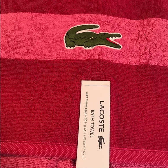 Lacoste Bath Beach Towel Pink - Picture 2 of 4